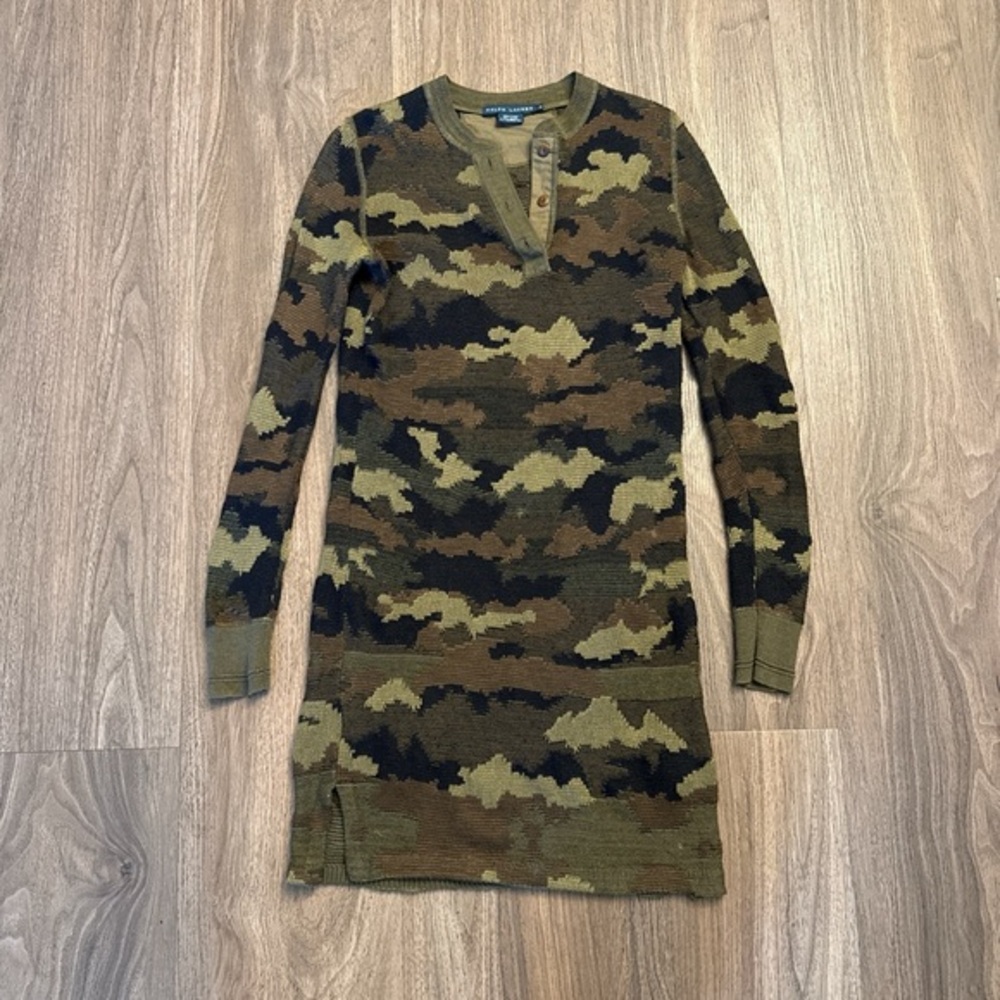 Ralph Lauren knit Camouflage Long Sleeve Sweater Dress